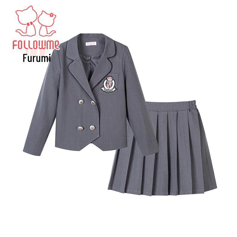 Fuluomi Girls' Academy Style JK Uniform Blazer & Pleated Skirt Set