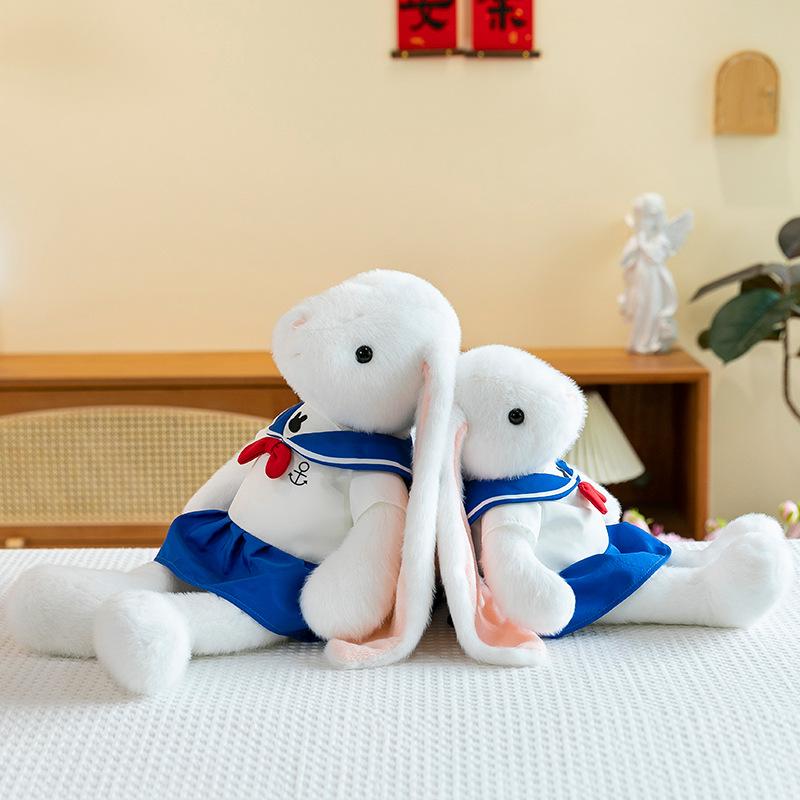 Cartoon Navy Rabbit Plush Toy Children's Birthday Gifts Drop-Ears Rabbit Home Pillow Couple Rabbit Event Doll