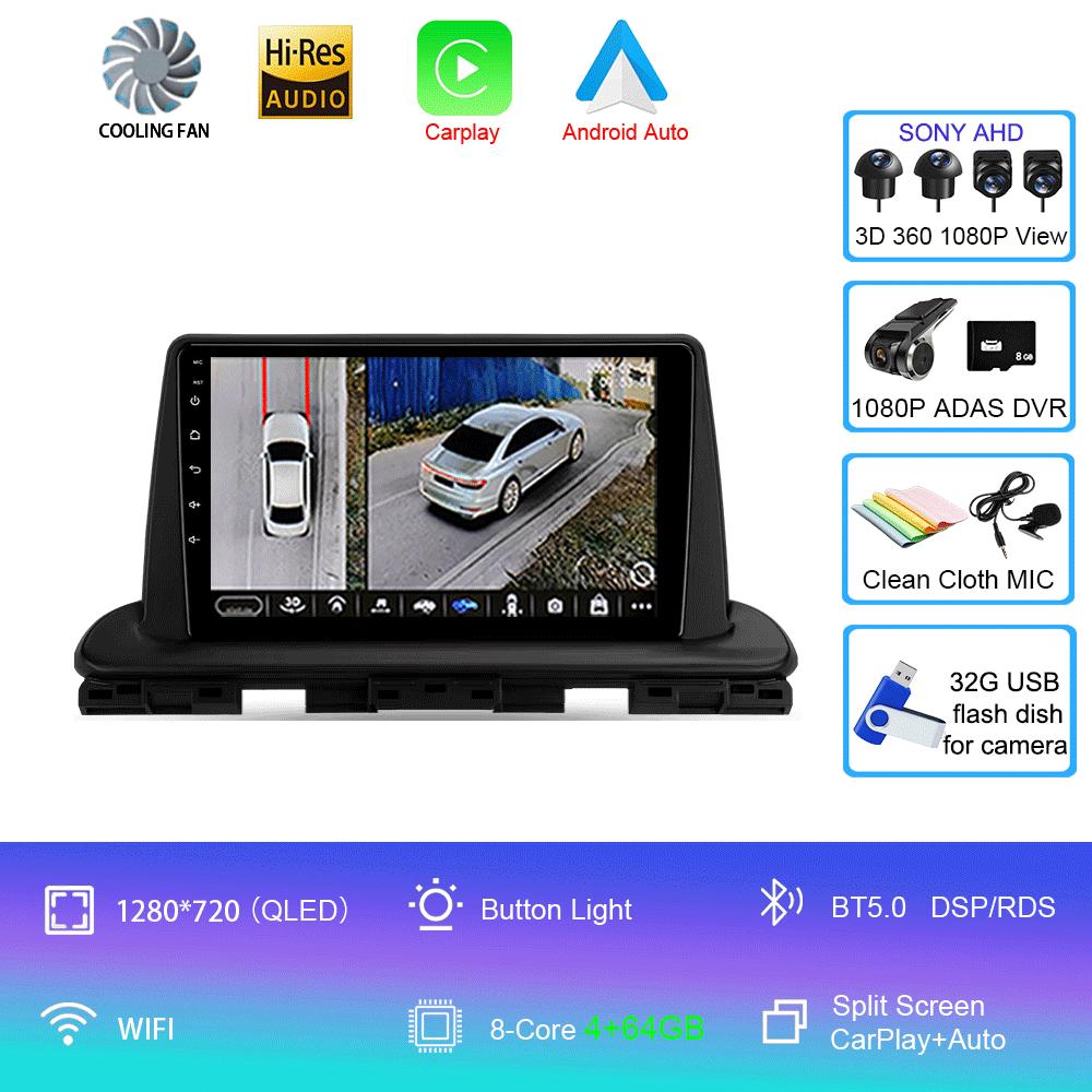 Car Radio Android 14 Carplay Auto 2K Screen BT Multimedia Player For Kia Cerato 4 IV 2018 - 2021 Autoradio Stereo 2din Head Unit