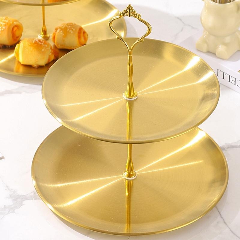 Vassoio Rotondo Multistrato in Acciaio Inossidabile per Insalata di Frutta Piatto per Snack Stile Coreano Moderno Utensili da Cucina Tavola da Pranzo