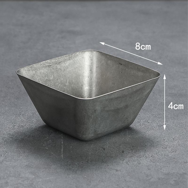 Vintage Stainless Steel Dipping Sauce Bowl Salad Ketchup French Fries Cup Home Restaurant Kitchen Square Snack Tray Tableware