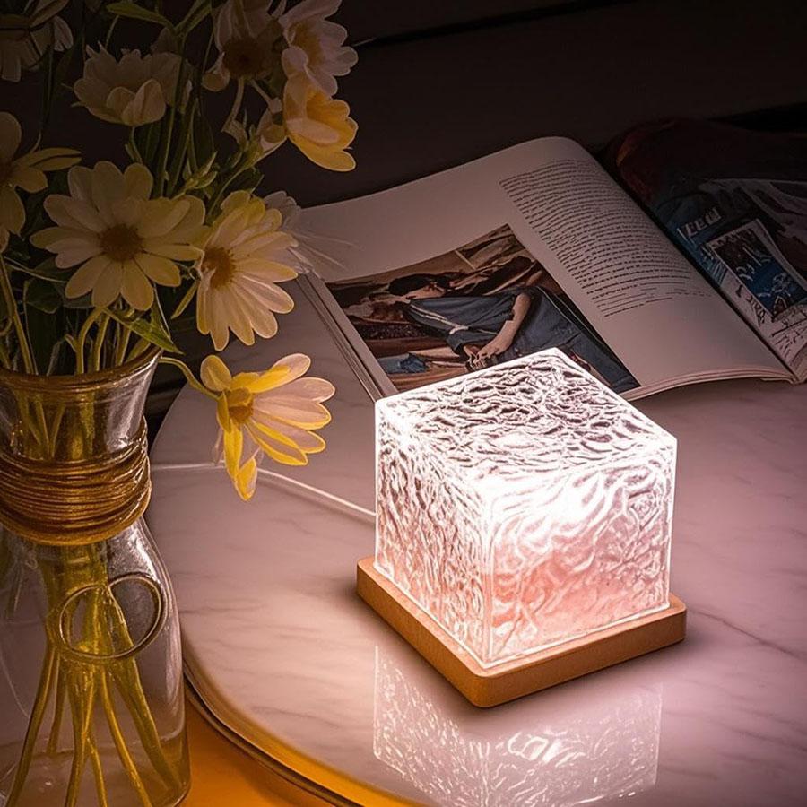 Night Light Projector Cube Light, Luminor the Cube Lamp, Corded Ocean Lamp, Northern Lights Projector Lights with 16 Colors and Dynamic Ripple Effect
