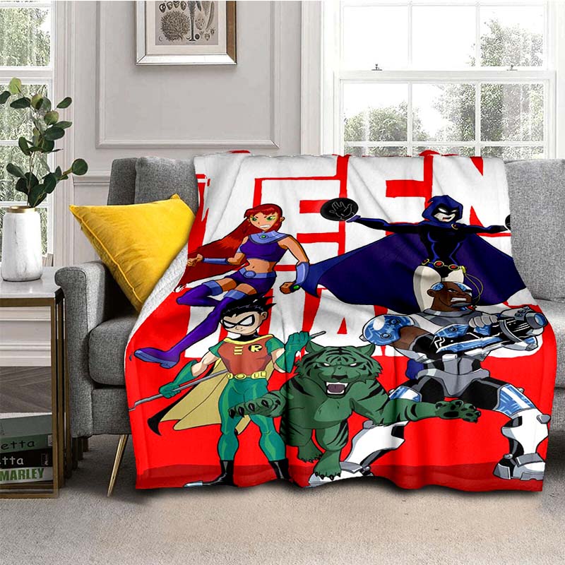 Teen Titans Go Familien Decke Flanell Vintage Weich Überwurfdecken für Stuhlbezug Sofa Winter,