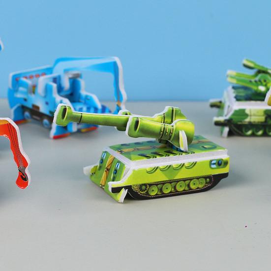 100Pcs/Set Kids 3D Puzzle Toy Number Animal Dinosaur Airplane Tank Spinning Top Cognition Jigsaw Assembly Educational Game Kit