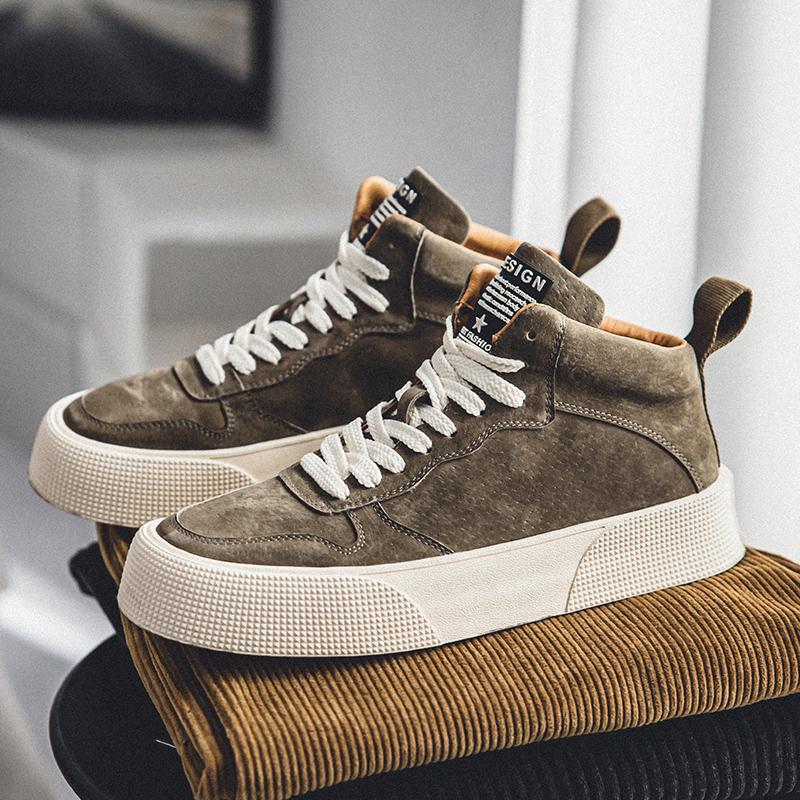 Fashion Hot Selling Men's High-top Shoes Autumn Winter Thick Soled Wear-resistant Men's Outdoor Hiking Shoes Casual Lace Up Sports Shoes