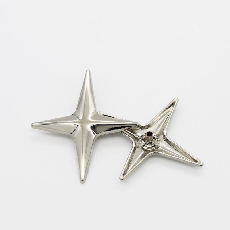 Four-pointed Star Snap Button Jacket with Cross Flower Decoration