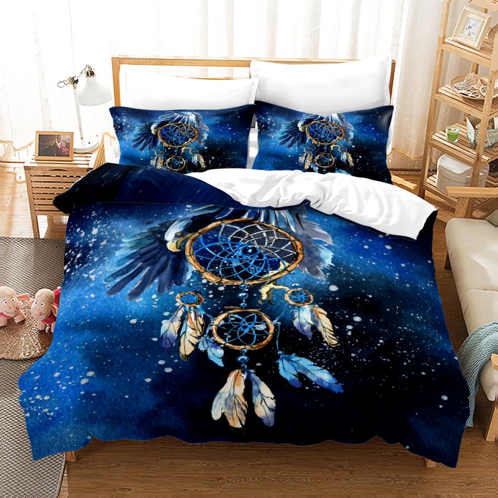 Dreamcatcher Duvet Cover Set Bohemian Mandala Bedding Set For Girls Adults Purple Polyester Comforter Cover King Queen Full Size