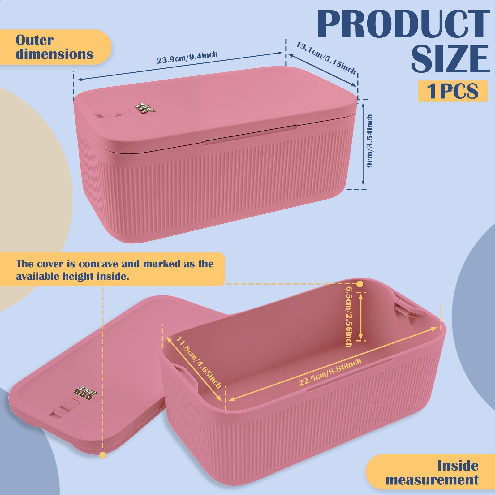 

Lockable Storage Box Versatile Safe Small Storage Box Portable Food Refrigerator Container Home Personal Items Safe Lockbox розовый