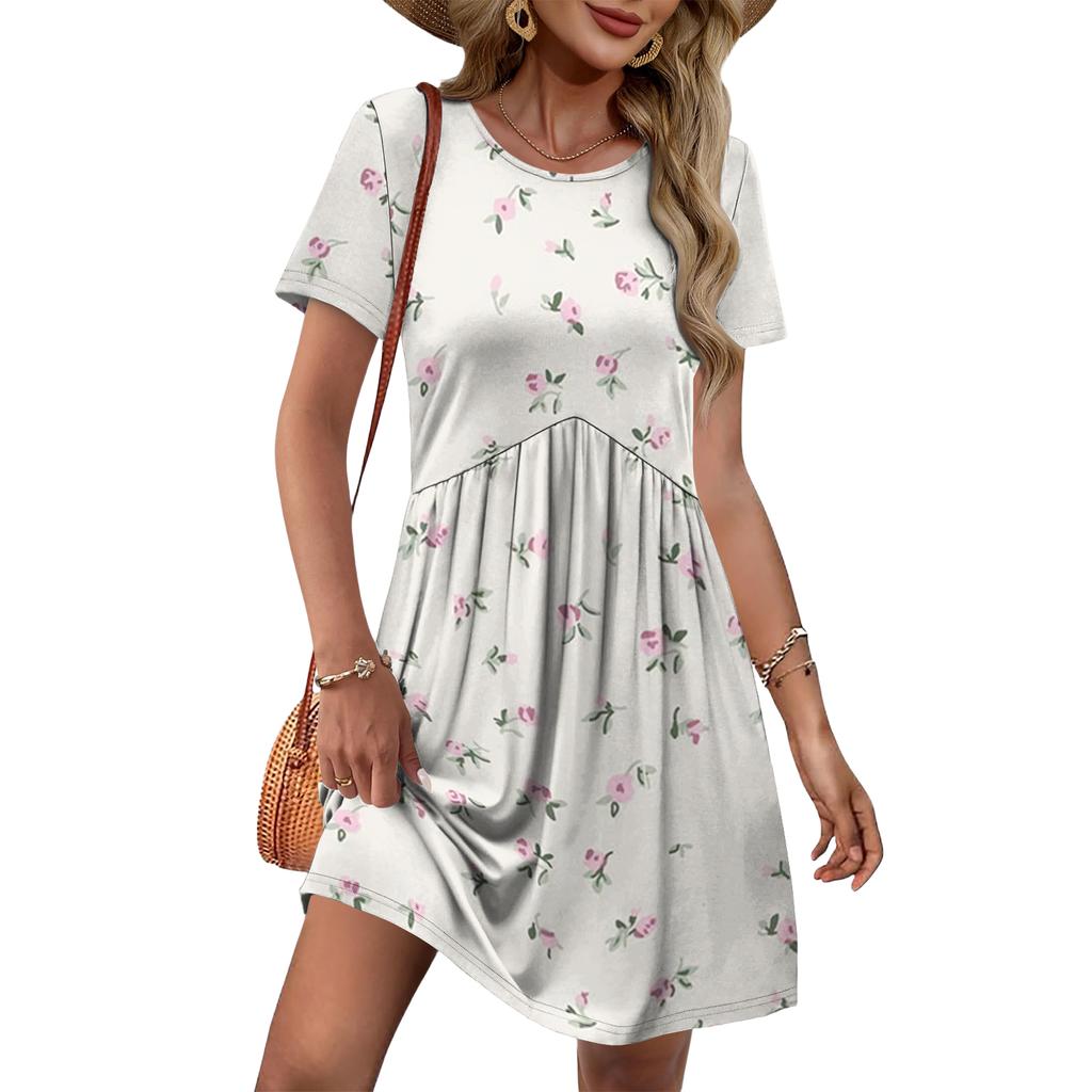 Dresses For Women Short Sleeve O Neck Casual Dresses Waist Maternity Dress With Pockets