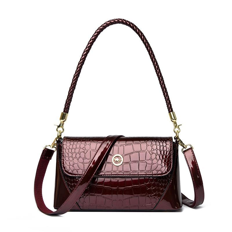 

Light luxury versatile underarm bag women s new crocodile pattern portable small square bag texture commuter shoulder messenger bag бордовый
