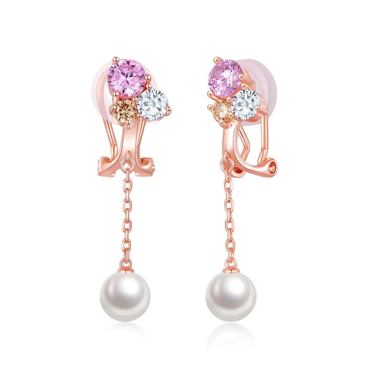 

жемчужные серьги для 925 розовые для для тех, кому за и 40 FH.bird женщины, висячие, безболезненные, серебряные, гипоаллергенные, милые, серьги без прокола,