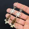 Smokey Quartz Gemstone 925 Sterling Silver Artisan Birthday Drop Dangle Earrings