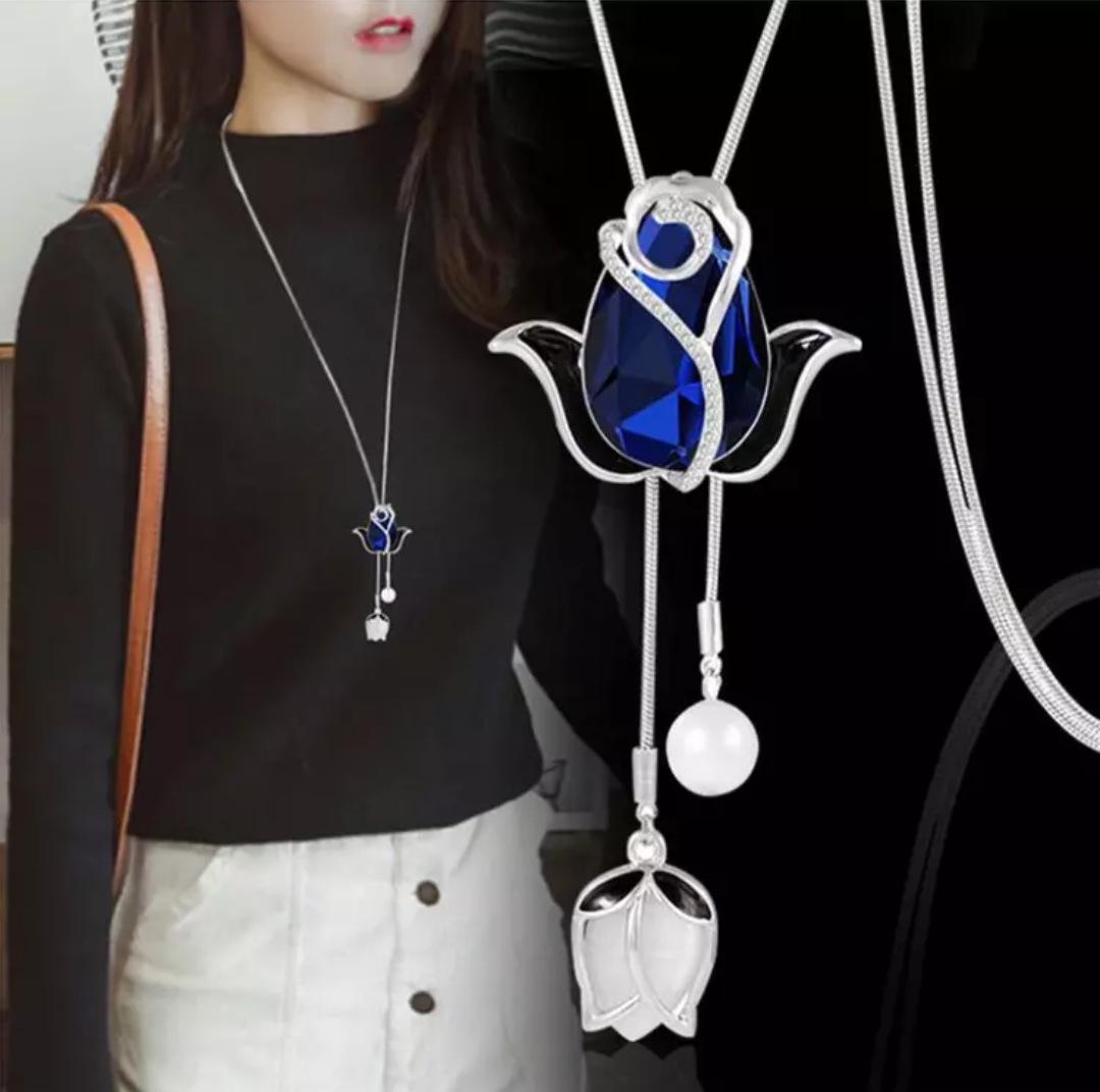 Korean Style Elegant Sweater Chain Necklace for Women – Versatile Long Light Luxury Pendant
