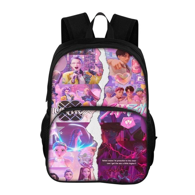 Kpop Demon Hunters Printed Oxford Backpack With Breathable Design For School Students
