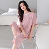 Pajamas Women's 1011 New Spring and Summer Thin Short-sleeved Large-size Cropped Pants Loungewear Modal Suit