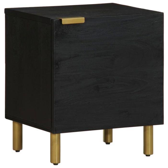 VidaXL Table de chevet noir 40x33x46 cm bois de manguier solide, armoire de chevet, armoire de lit, table d'appoint pour 4017644