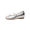 Inner heightening bow Mary Jane shoes new temperament round head word with light mouth thick heel versatile silver single shoes women