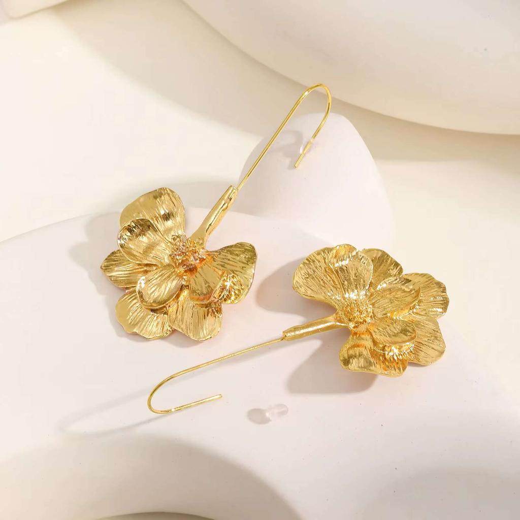 Vnox Chunky Women Statement Earrings, Big Heavy Flower Drop Earrings,Exaggerated Metal Jewelry Gift