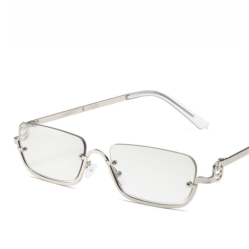 Fashion Small Square Women's Sunglasses Luxury Brand Metal Half Frame Sunglasses Woman Trend Vintage Black Pink Shades