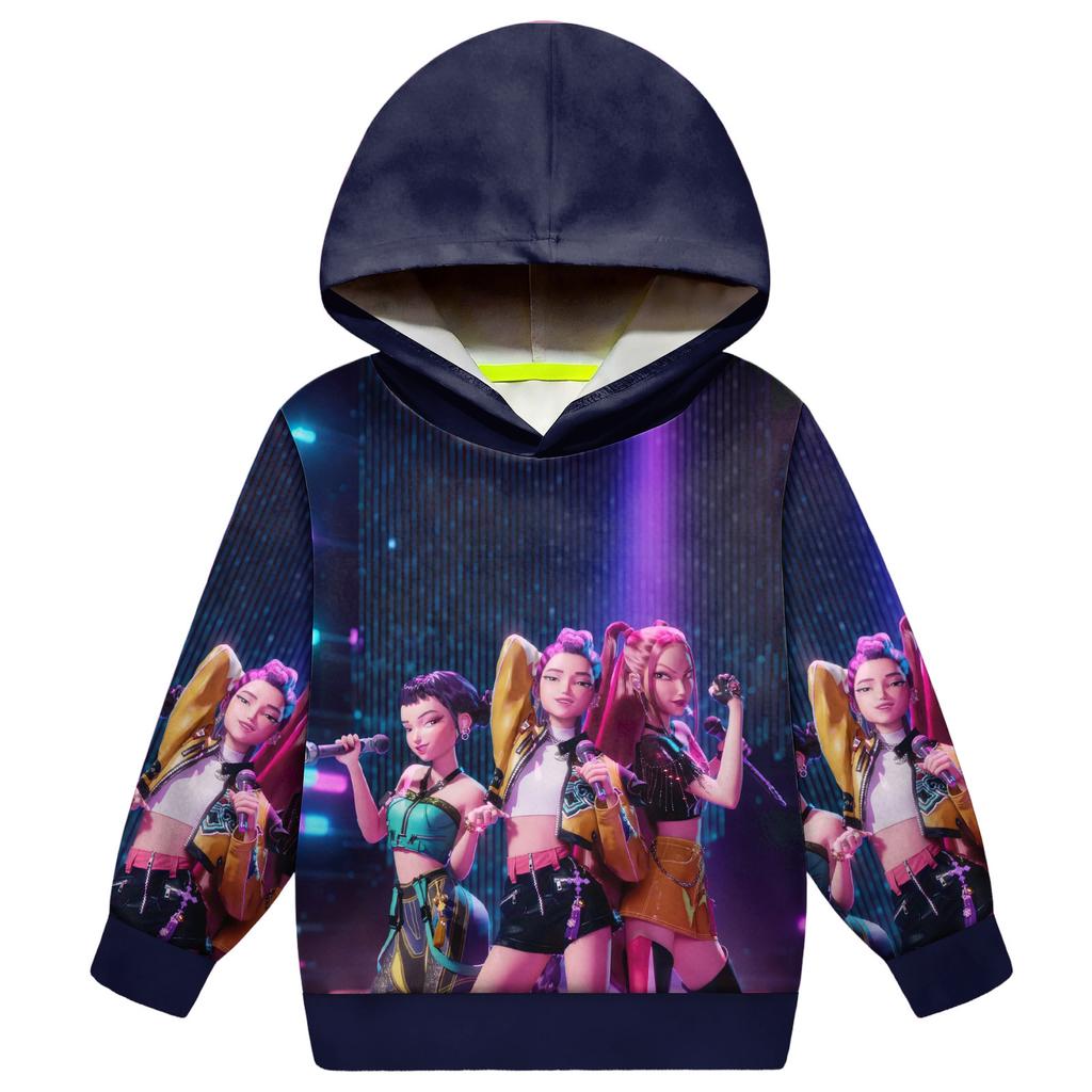 Dziecięca bluza z kapturem, luźna, z długim rękawem i sznurkiem