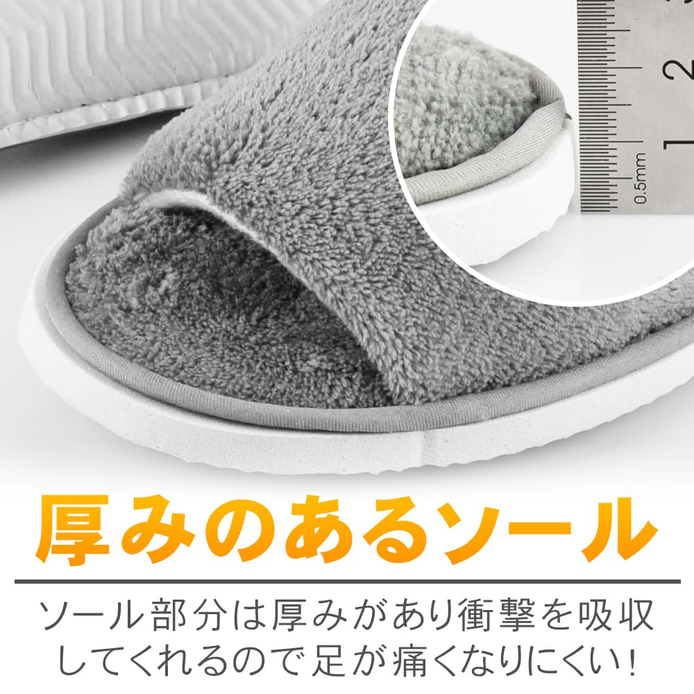 Fluffy 10 for spa and overseas slippers, pairs, visits, guests, travel. Thick-soled, non-slip, gray.