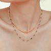 Natural Lapis Lazuli Handmade Beaded Collarbone Necklace, Double Layer Titanium Steel PVD Real Gold Plated Jewelry