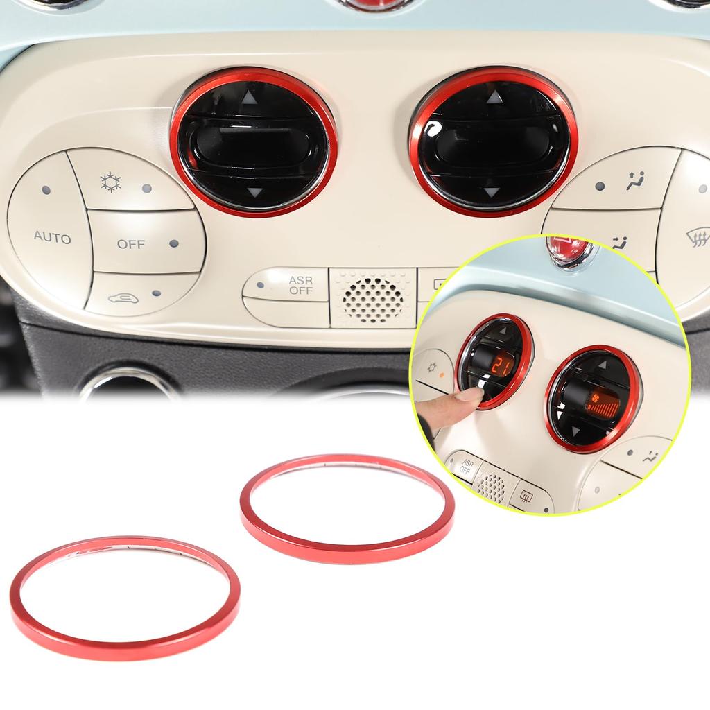 Hcilloend Compatible with New Fiat 500 Air Conditioner Switch Ring Air Vent Cover Center Control Air Vent Cover Aluminum Alloy Easy Installation Paste
