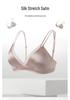 French Silk Satin Wire-Free Bra - Mulberry Silk, Breathable Mesh, Thin Triangle Cup, Lingerie for Large Busts