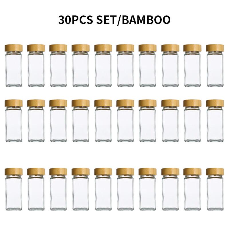 ZISIZ Glass Spice Jar Set with Bamboo Lids