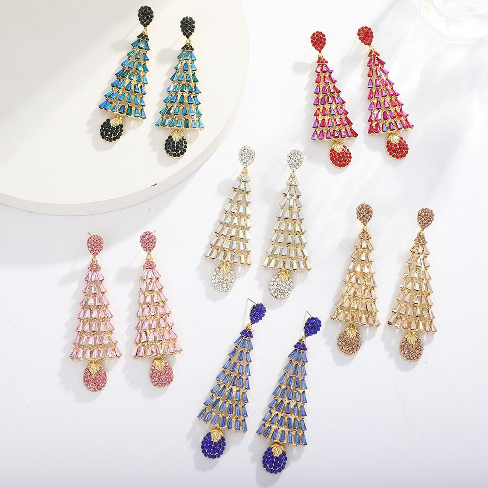 Christmas Tree Earrings With Tassels For Women Holiday Party Decor