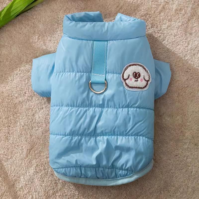 Autumn and winter dog cotton clothes Macaron color simple cotton clothes can pull winter small dog teddy pet clothes