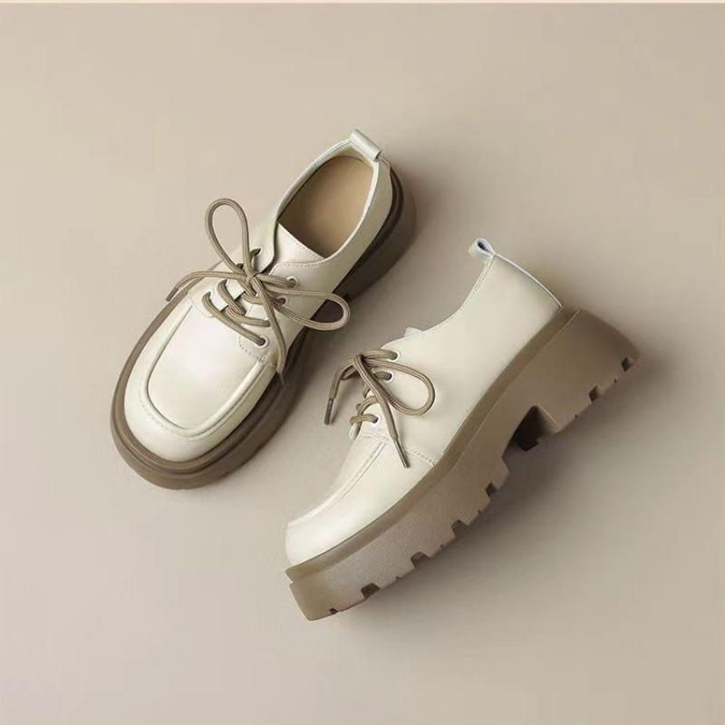 Thick-soled small leather shoes women's new autumn college style versatile black single shoes round head