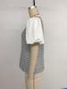 Baifenzhiyi 2026 Women's Striped Patchwork V-neck Puff Sleeve Casual T-shirt