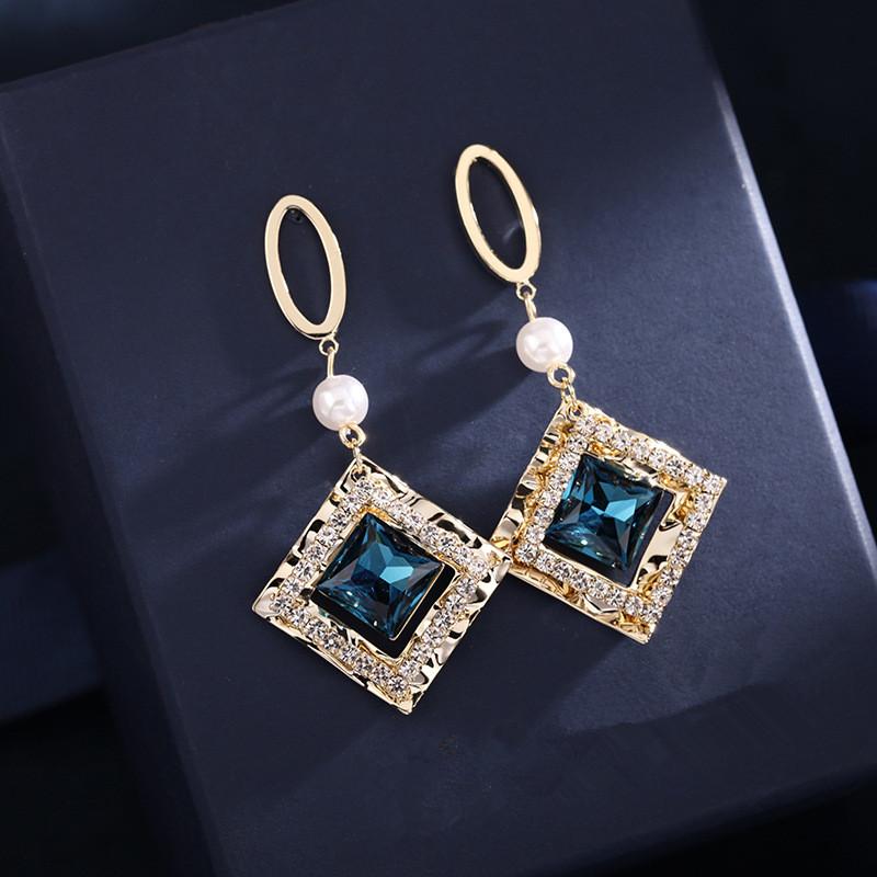 2022 cercei cu geometrie cu temperament la modă pentru femei, cercei cu pandantiv cu perle de lux