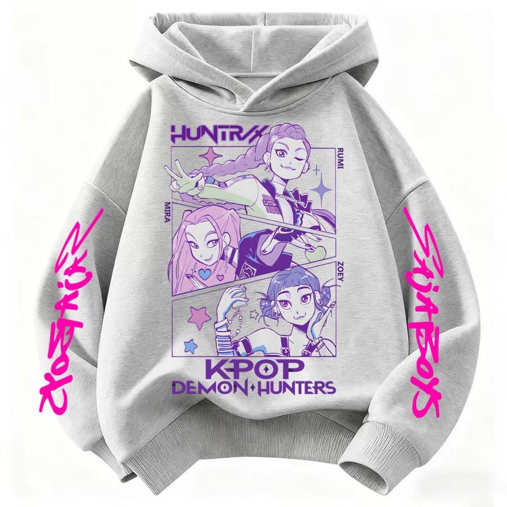KPop Demon Hunters Huntrix Hoodie Kids Hooded Sweatshirt Baby Girls Pullover Hoodies Boys Outerwear Children's Clothing