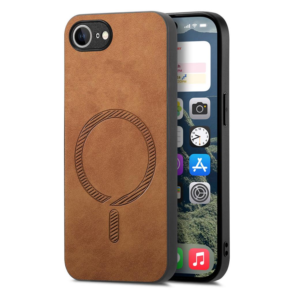 Custodia posteriore in pelle per iPhone 16e Compatibile con MagSafe Cover per telefono con tocco vellutato