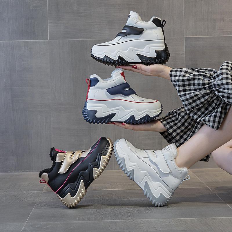 985 Leather Women's Shoes Autumn and Winter New Muffin Thick Sole Inner Height Increase Sports and Leisure Shoes Old