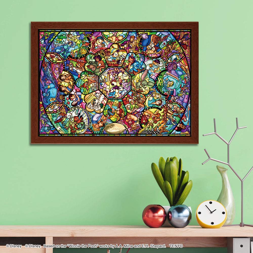 Tenyo In Smallest Piece Jigsaw Puzzle Disney Stained Glass X 42 Includes and Service (Made Japan) 1000-piece World's All-Stars (29.7 Cm) DW-1000-008