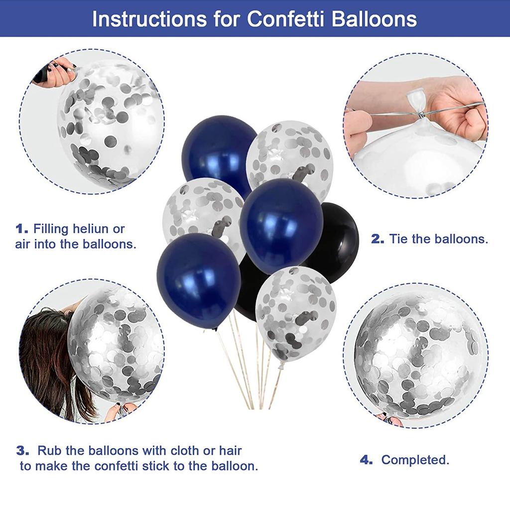 Grad Navy Blue Graduation Balloon Set Night Blue Silver Graduation Party Decoration Silver Spiral Paper Flower Ball Balloon Chain