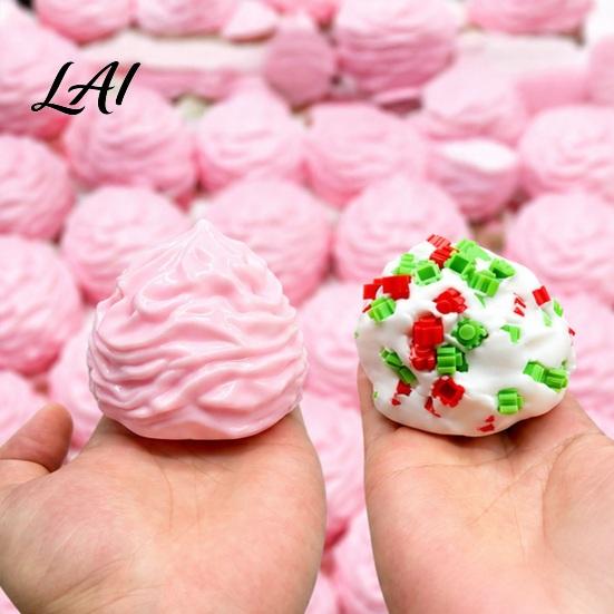 Soft Cream Toy Stress Relief with Building Blocks Shapeable Crunchy Squeeze Sensory Ball Slow Rising for Kids and Adults Ice