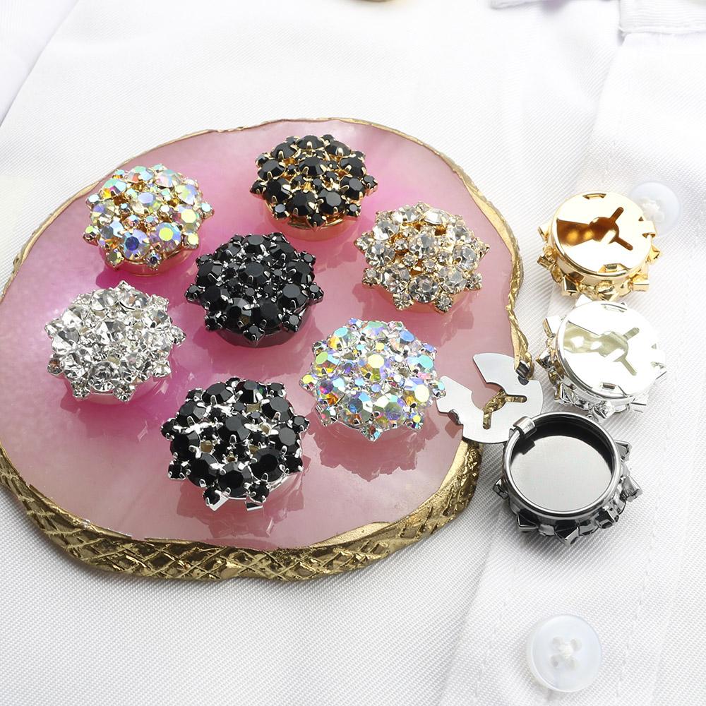 Fashion Bestseller 2 pieces of 22MM Circular Rhinestone Cufflinks, Women's Shirts, Dresses, Sweaters, DIY Handmade Wholesale
