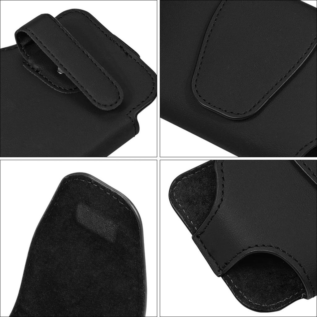 Sun Visor Storage Compatible with Glasses and PU Slim Design for Car Organization Clip-on Holder, Smartphones, Leather, (Black)