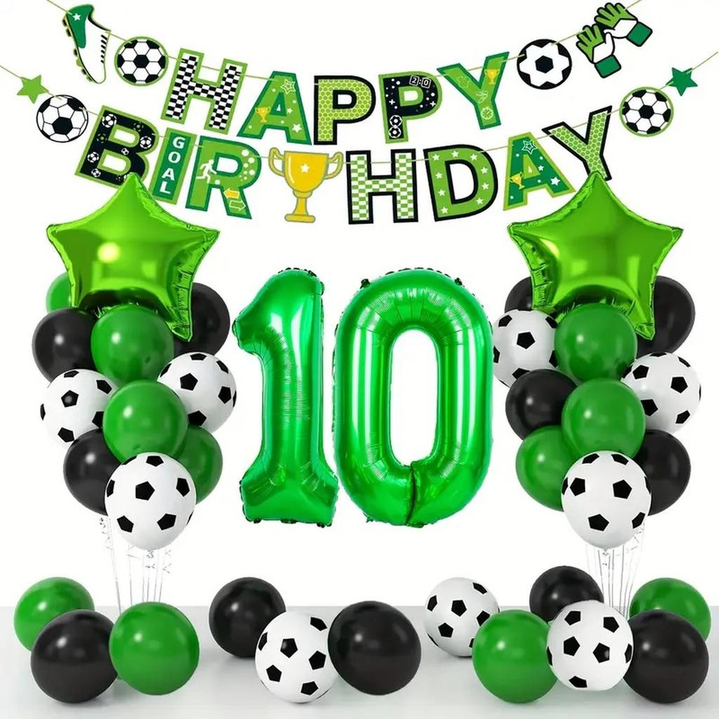 Football Themed Foil Balloon Set Number Balloons Party Decoration Kit Birthday Celebration Accessories Sports Event Supplies