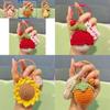 Charming Knitted Crochet Apple Plush Keychain Decor Featuring Vibrant Floral Colors