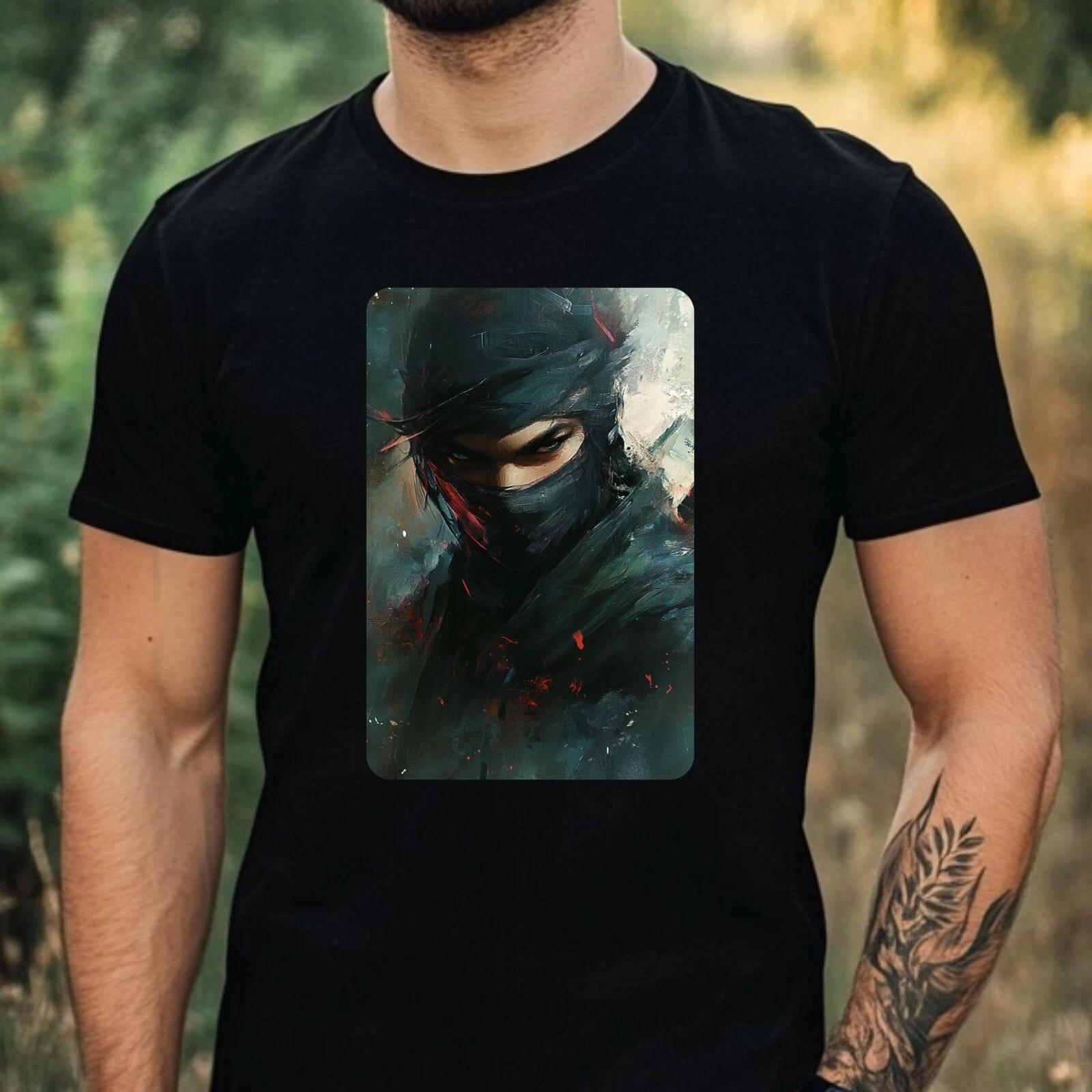 T-Shirt Herren Ninja Portrait Motiv Baumwolle Größe XS bis 5XL M