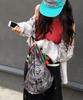 Milk Wave Layered Print Shirred String Backpack [Military Green]