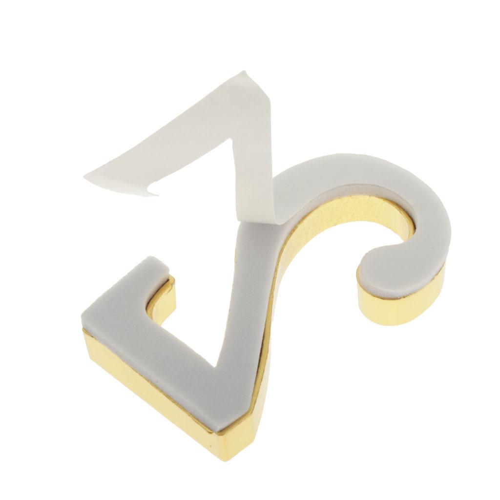 Golden Metal Digit Door Numbers Sign Plate DIY Mailbox House Outdoor 1