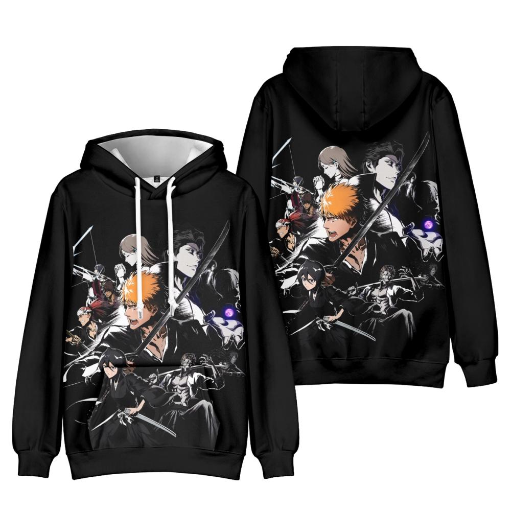 

Spring Autumn Fleece Men s Hoodies BLEACH Anime Print Sweatshirts Streetwear Loose Pullover Casual Hooded Tops XXS