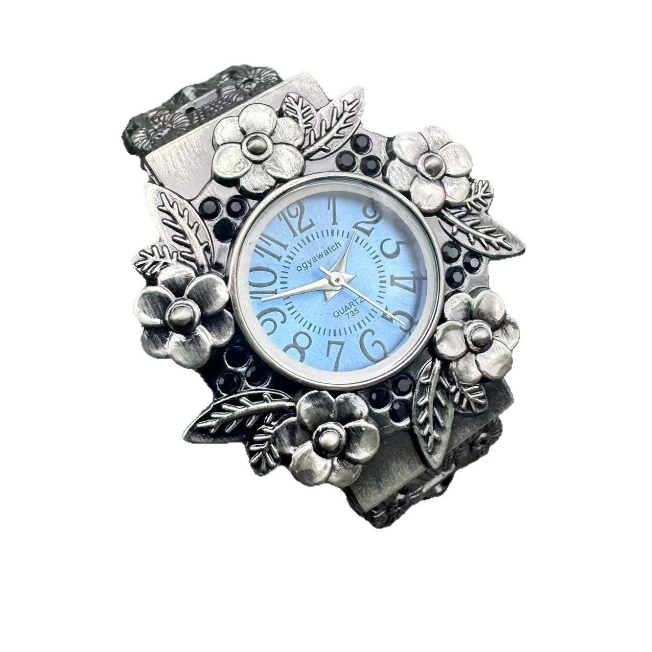 

Роскошные женские часы Модные часы-браслет Небесно-голубой циферблат Ретро Винтаж Панк Оживленные Кварцевые женские часы