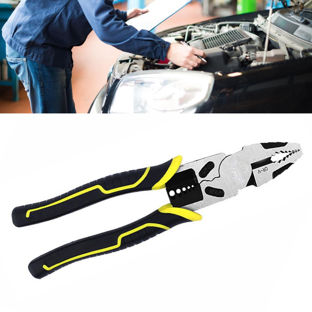 Multi Functional Pliers Effort Saving Cutting Crimping Wire Stripper Pliers Yellow 9in